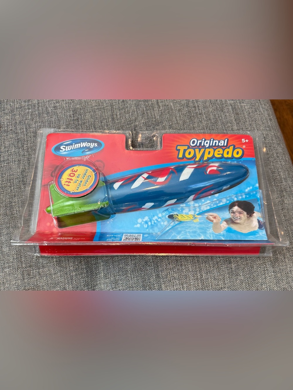 NEW Swimways Original Toypedo 2011 Blue Red Glider 30ft Pool Toy 10” Long